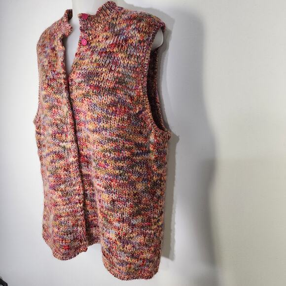 Vintage Talbots Womens Sweater Vest Colorful Knit Wool Confetti Y2K Snap Front X - Picture 5 of 9